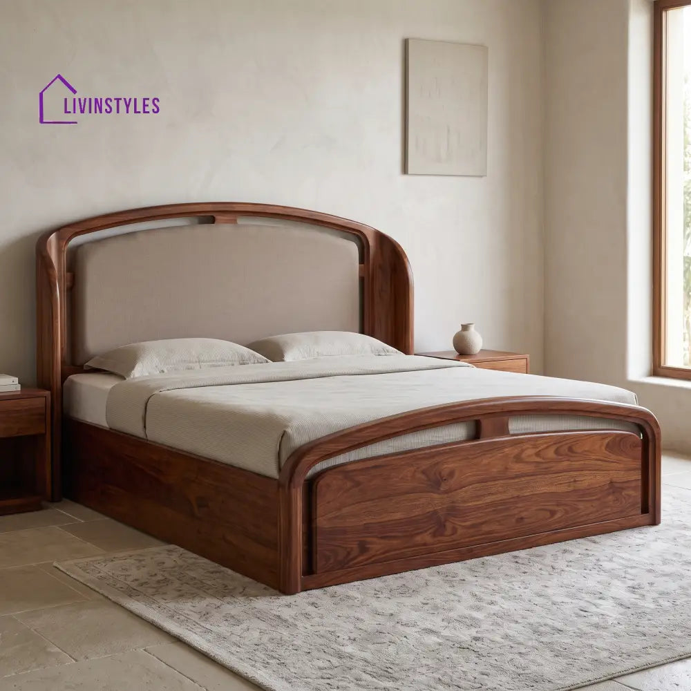 Rakesh King Size Hydraulic Storage Wooden Bed With Sheesham Finish