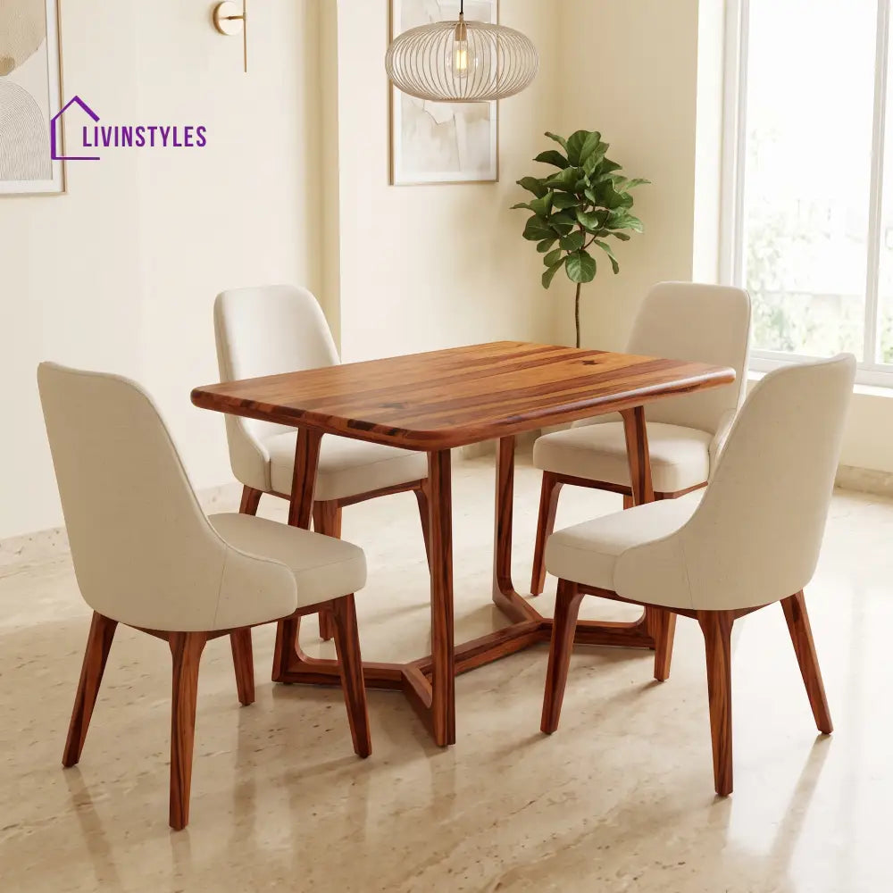 Ralph Premium Solid Wood 4 Seater Dining Table Set