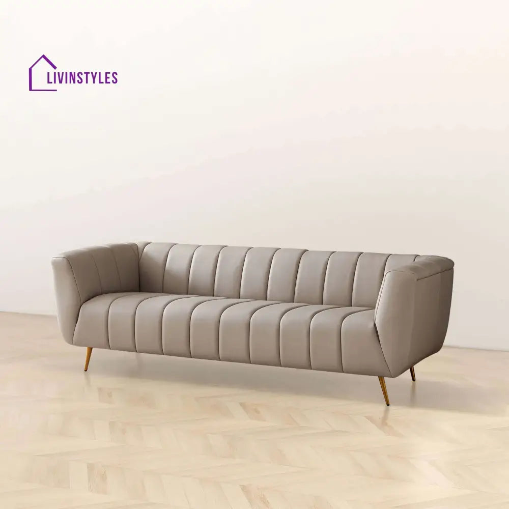 Raman Gray Leatherette 3 Seater Sofa For Living Room (Copy)