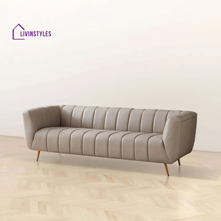 Raman Gray Leatherette 3 Seater Sofa For Living Room (Copy)