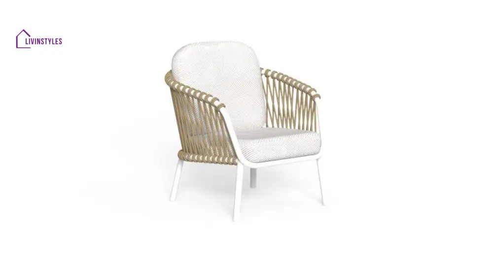 Rambo Outdoor Sofa Set 2 Seater 2 Single seater and 1 Center Table Set (White + Tan) Braided & Rope - Sofa Sets