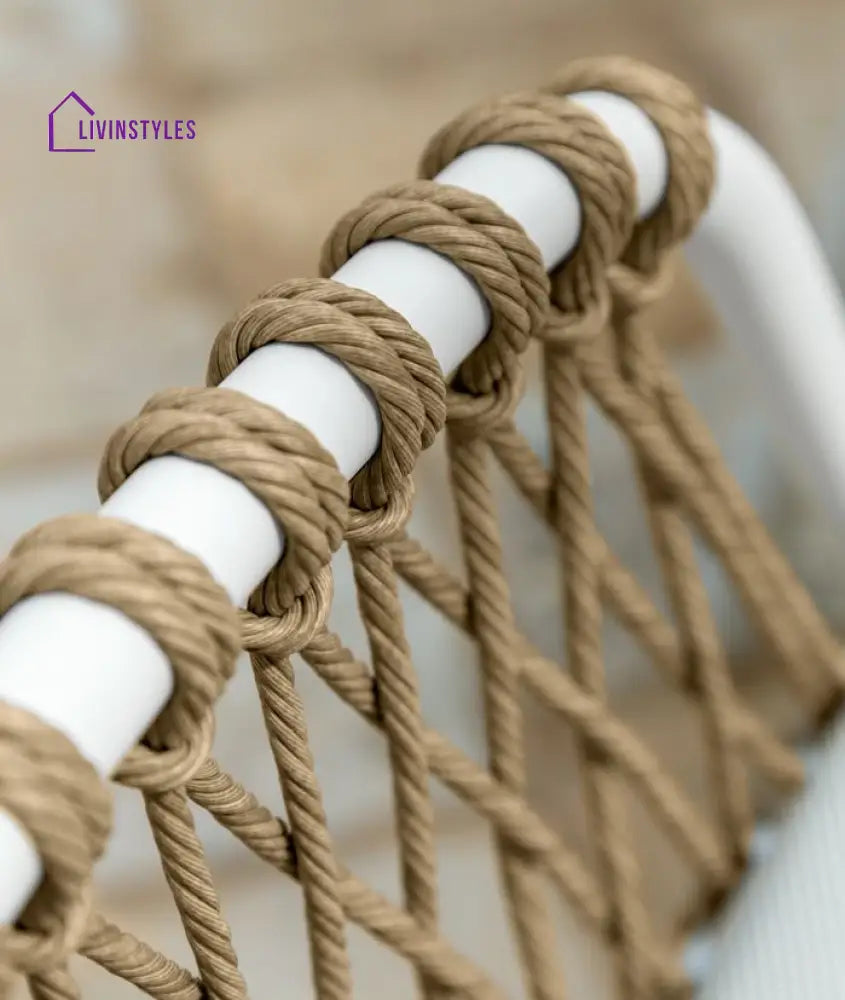 Rambo Outdoor Sofa Set 2 Seater 2 Single seater and 1 Center Table Set (White + Tan) Braided & Rope - Sofa Sets