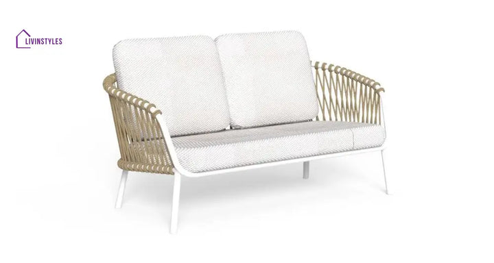 Rambo Outdoor Sofa Set 2 Seater 2 Single seater and 1 Center Table Set (White + Tan) Braided & Rope - Sofa Sets
