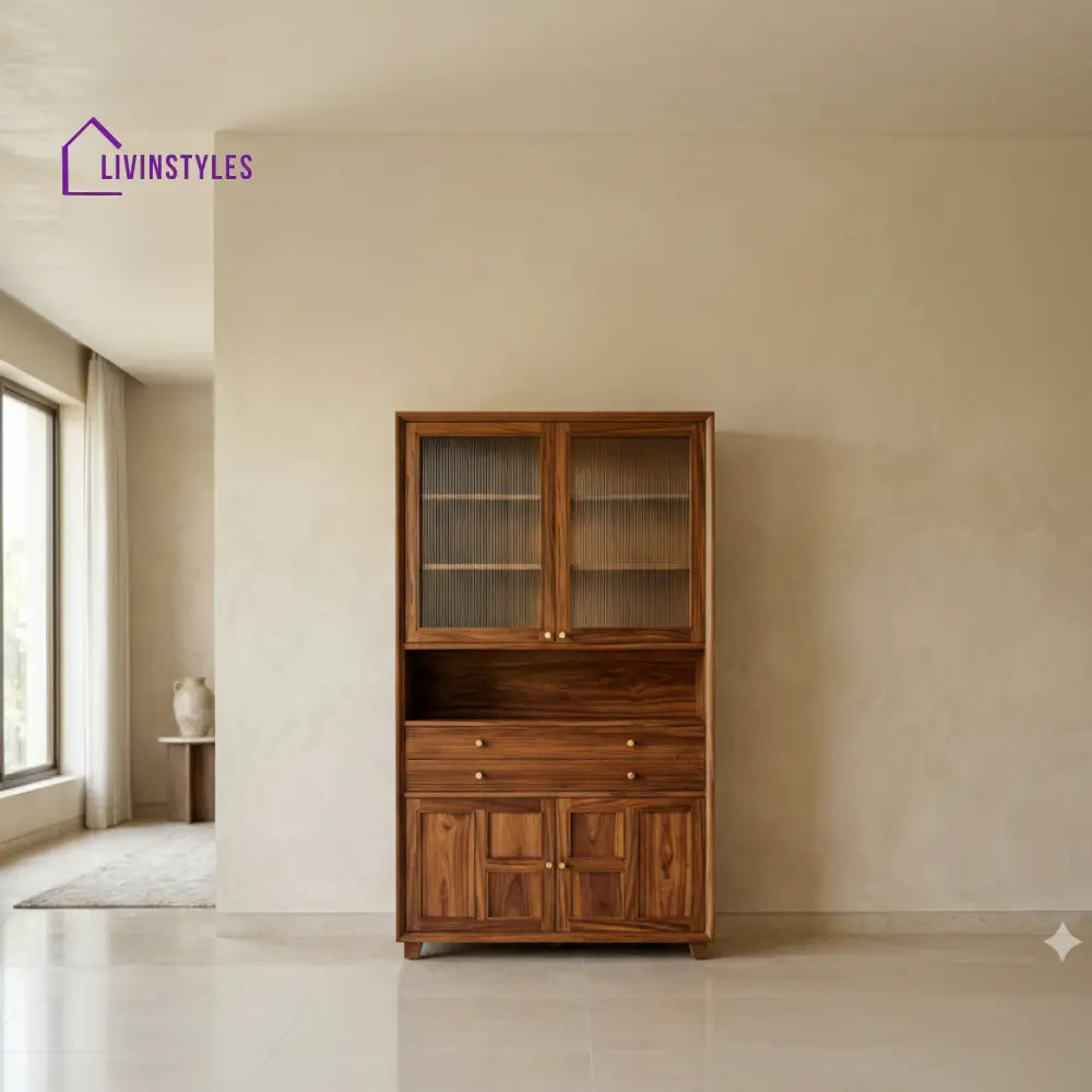 Rameka Classic Kitchen Cabinet with Fluted Glass