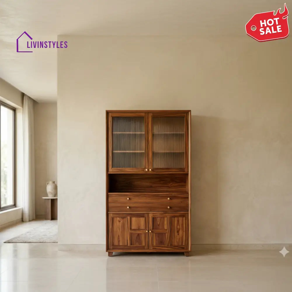 Rameka Classic Kitchen Cabinet with Fluted Glass