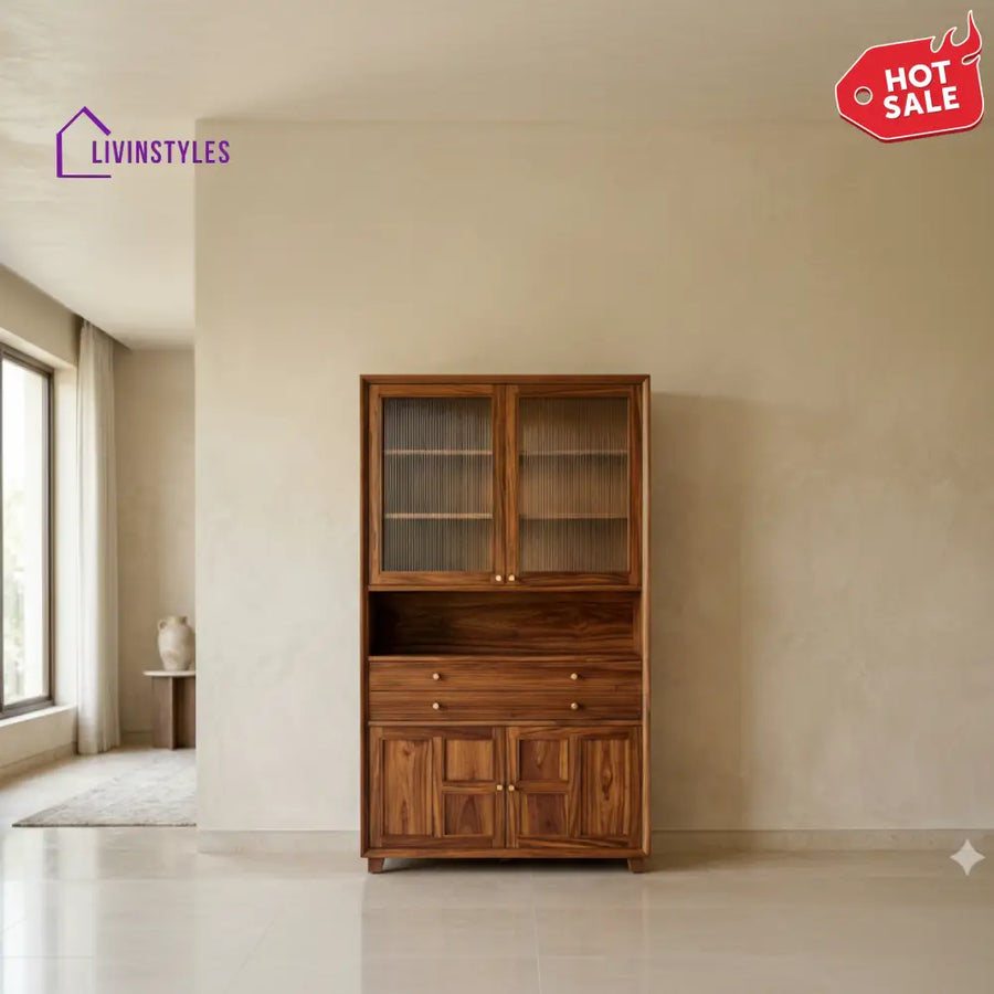 Rameka Classic Kitchen Cabinet with Fluted Glass