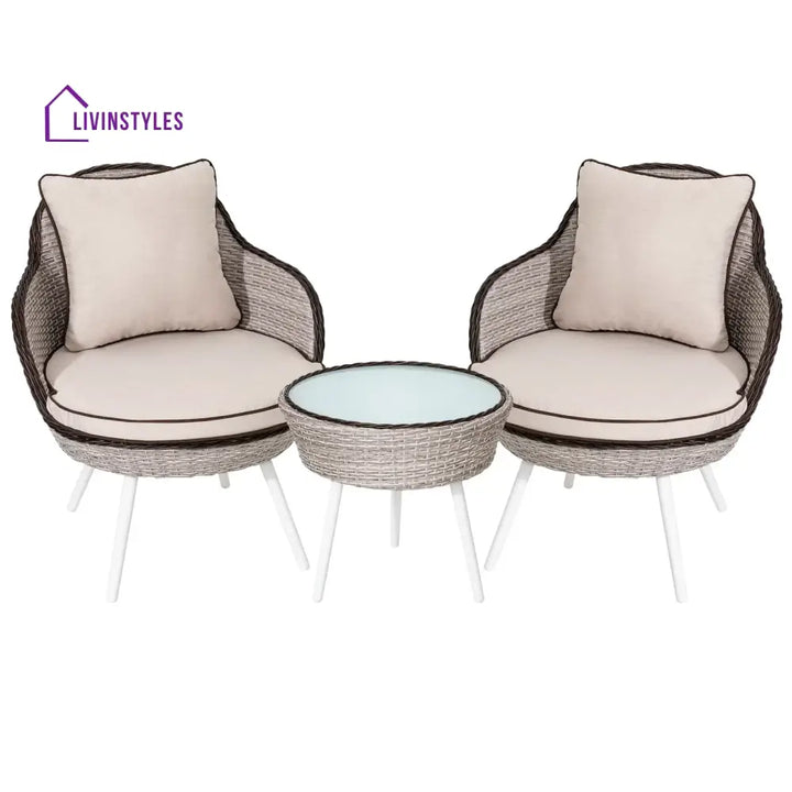 Ramira Outdoor Patio Seating Set 2 Chairs and 1 Table Set (Beige) - Coffee Table Sets