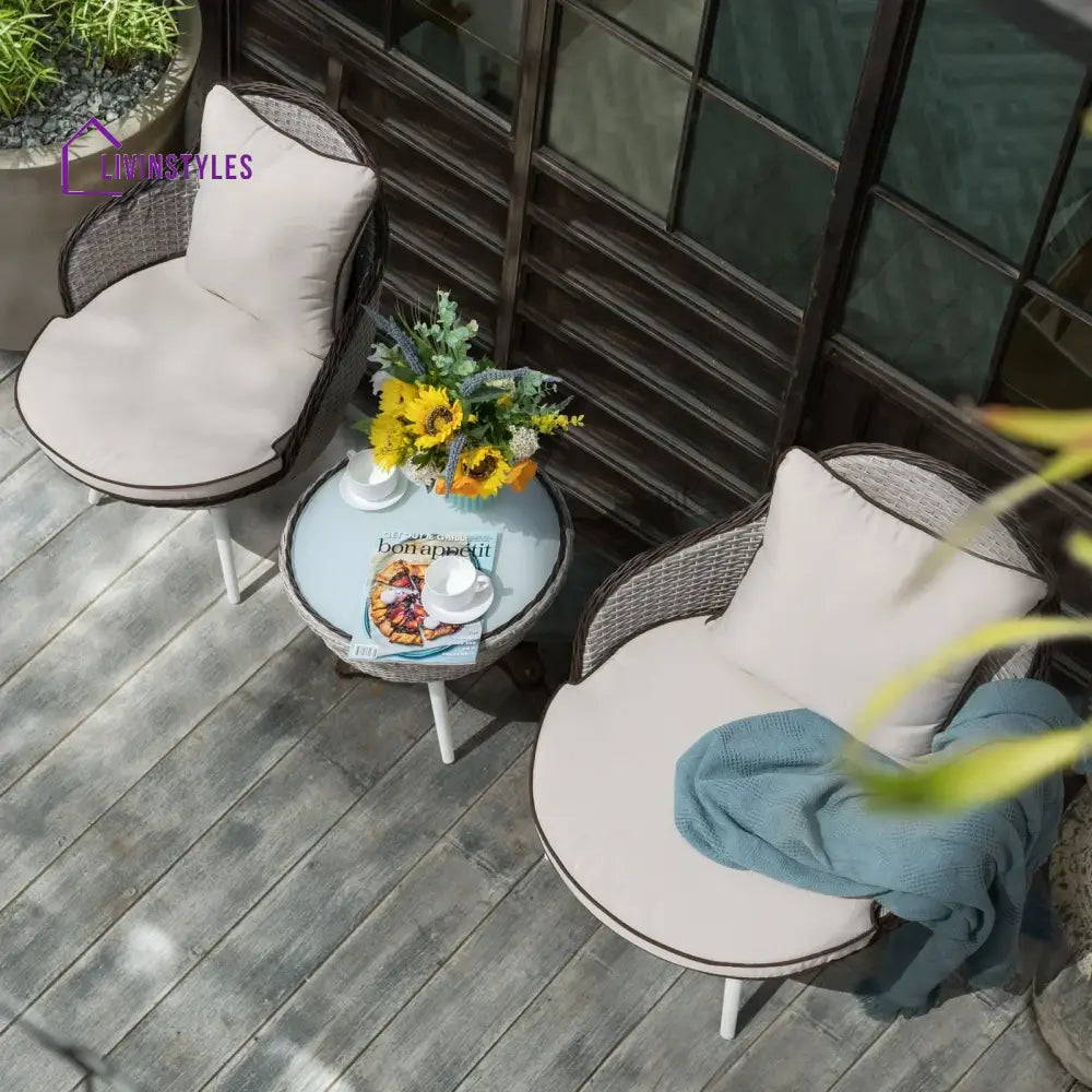 Ramira Outdoor Patio Seating Set 2 Chairs and 1 Table Set (Beige) - Coffee Table Sets
