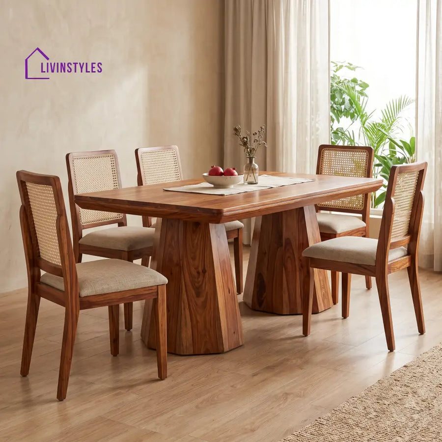 Ramya Premium Wooden 6 Seater Dining Table Set