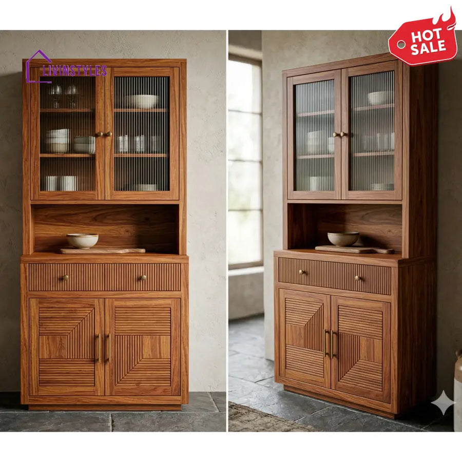 Rangiwai Classic Kitchen Cabinet with Fluted Glass