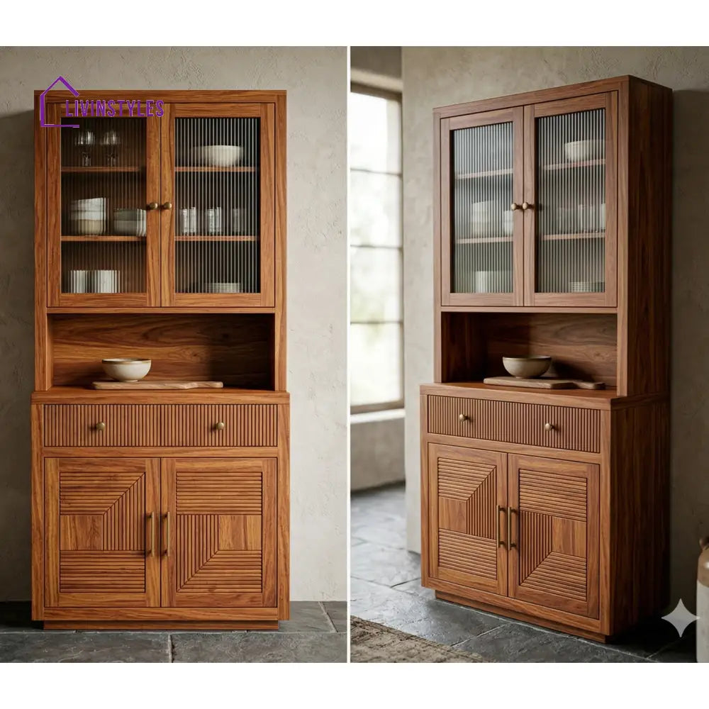 Rangiwai Classic Kitchen Cabinet with Fluted Glass