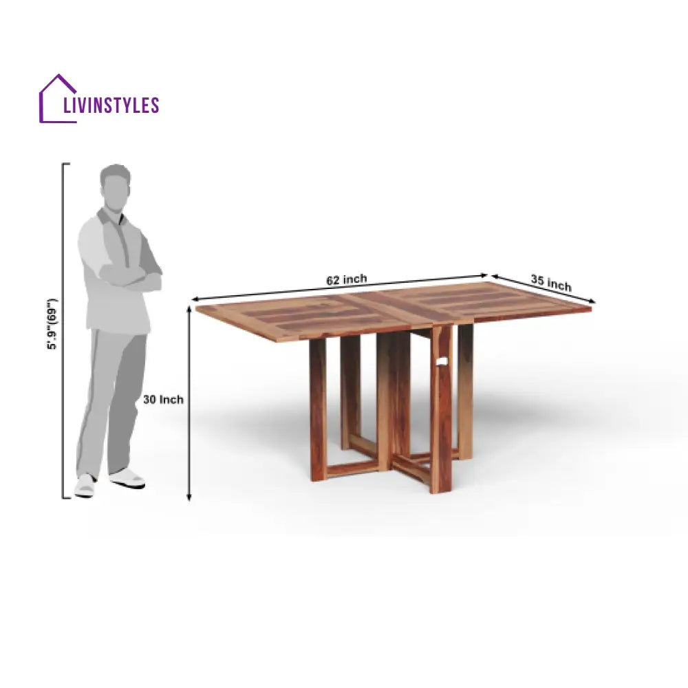 Rangler Folding Dining Table Plain Top - Honey