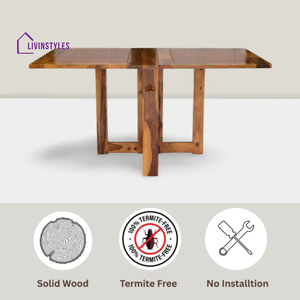 Rangler Folding Dining Table Plain Top - Honey