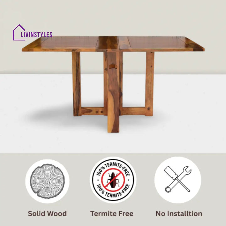 Rangler Folding Dining Table Plain Top - Honey