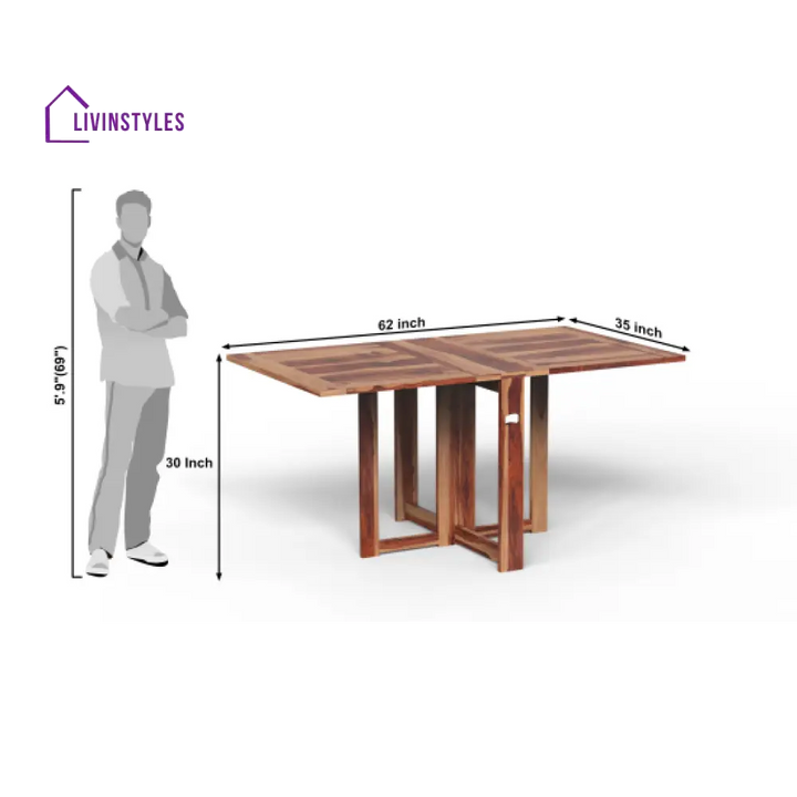 Rangler Folding Dining Table Plain Top - Honey