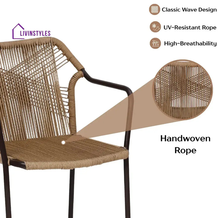 Rania 3-Piece Outdoor Beige Rope Patio Set - Patio Set