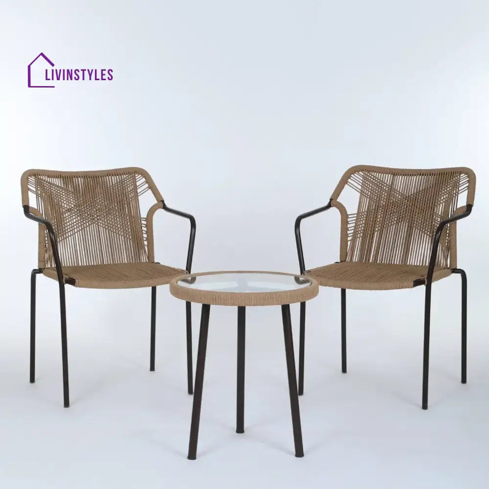 Rania 3-Piece Outdoor Beige Rope Patio Set - Patio Set