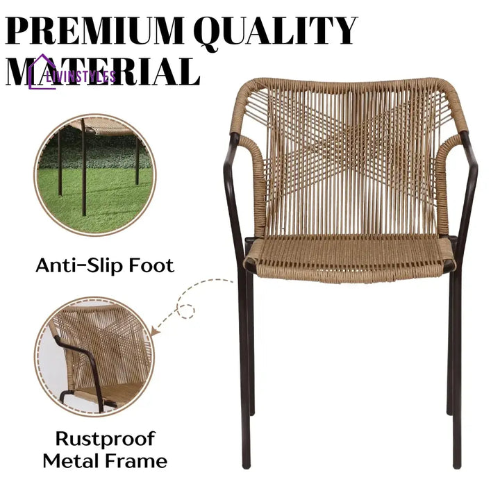 Rania 3-Piece Outdoor Beige Rope Patio Set - Patio Set