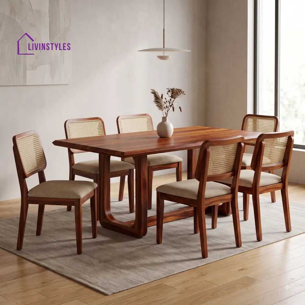 Ranjani Premium Wooden 6 Seater Dining Table Set