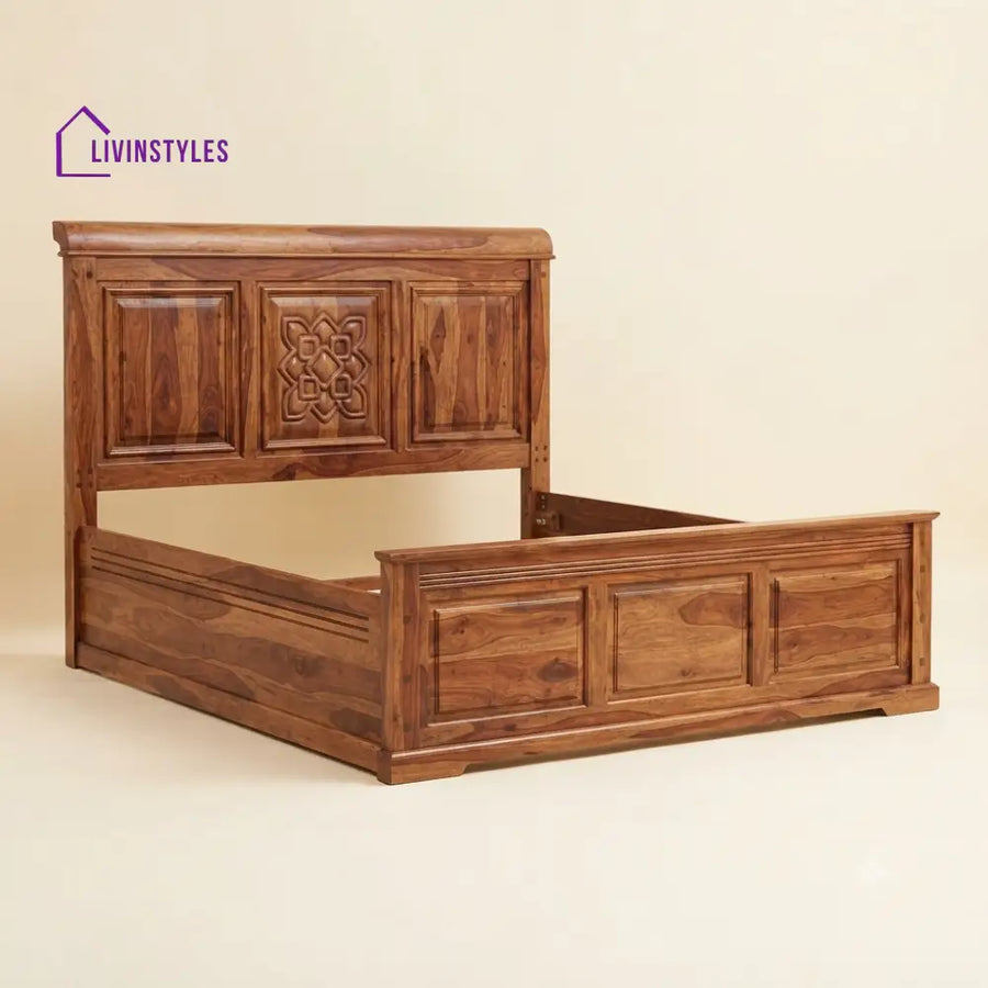 Ranjani Sheesham Wood Bed With Box Storage | Wooden Bed