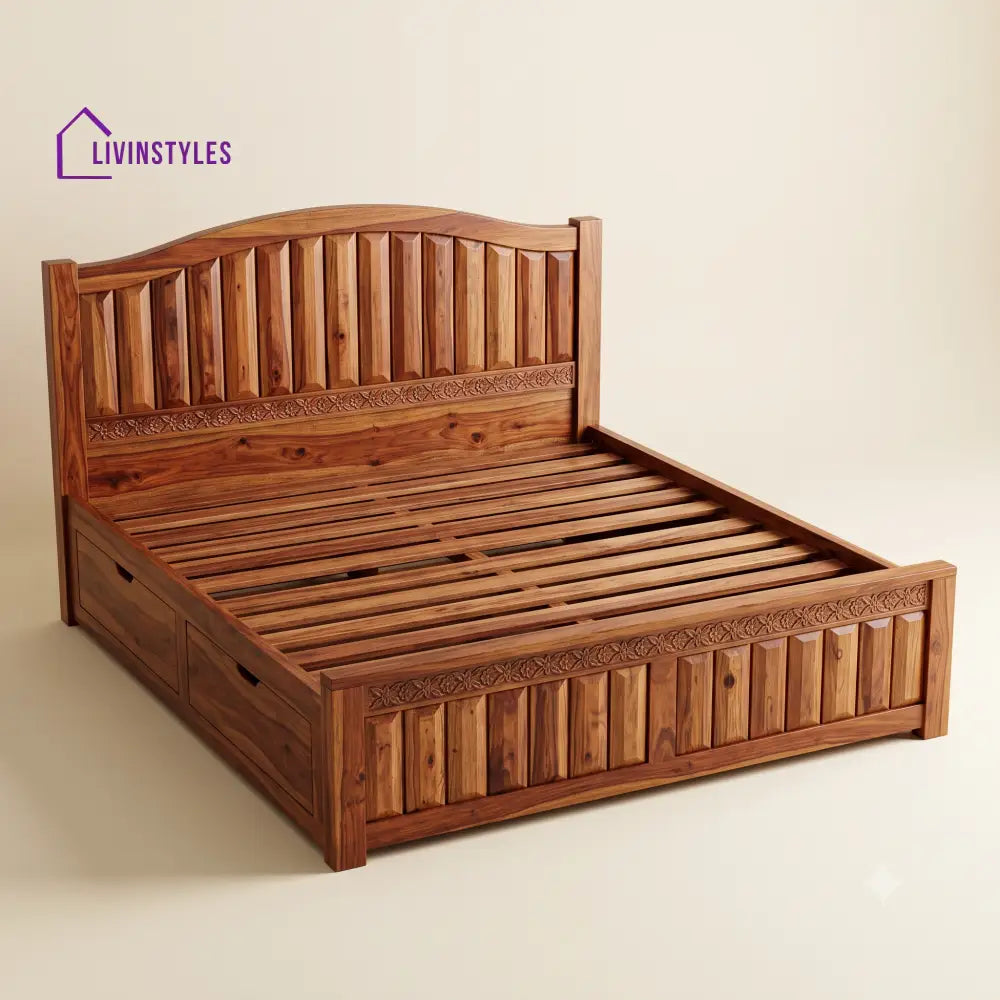 Ranjitha Sheesham Wood Bed With Box Storage | Wooden Bed