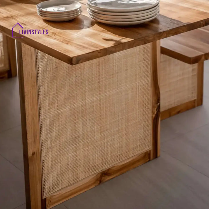 Ranya 6 Seater Rattan Dining Table 2 Chairs With Bench