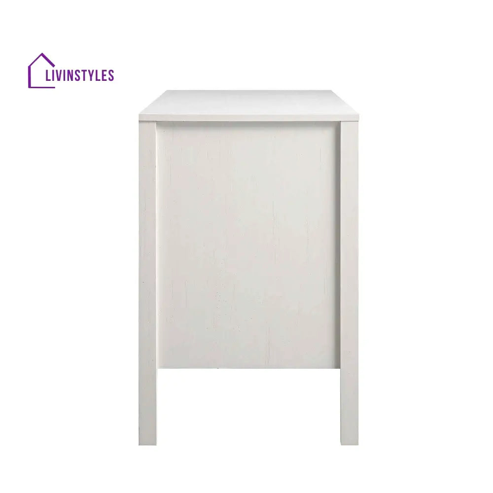Frances Woven Rattan 3-Drawer Desk White Desk