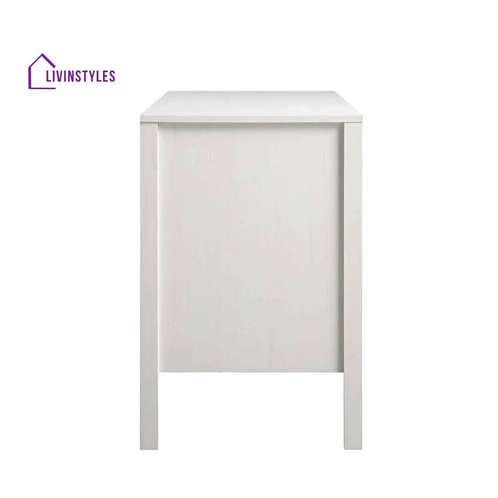 Frances Woven Rattan 3-Drawer Desk White Desk