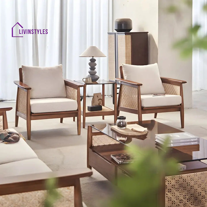 Ranya Solid Wood 3 + 2 Seater Sofa for Living Room