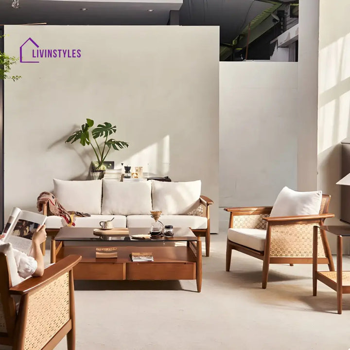 Ranya Solid Wood 3 + 2 Seater Sofa for Living Room