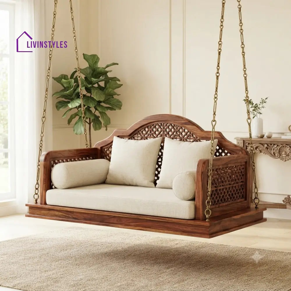 Raphaël 2 Seater Wooden Swing for Home | Wooden Jhula for home