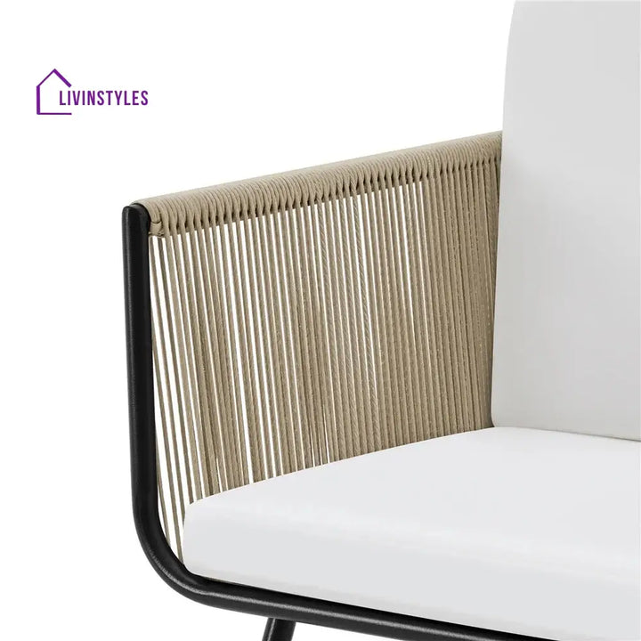 Rapid Outdoor Patio Seating Set 2 Chairs and 1 Table Set (Cream) Braided & Rope - Coffee Table Sets
