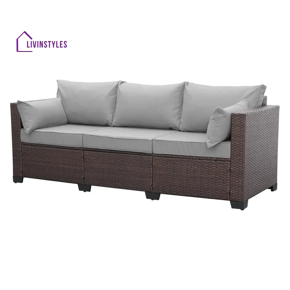 Raquel 3-Seater Outdoor Rattan Wicker Patio Sofa - Sofa Set