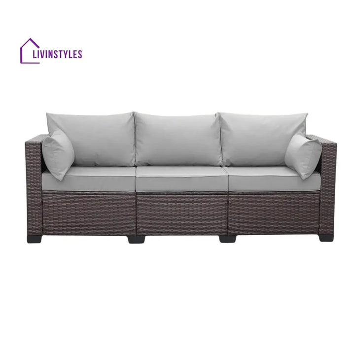 Raquel 3-Seater Outdoor Rattan Wicker Patio Sofa - Sofa Set