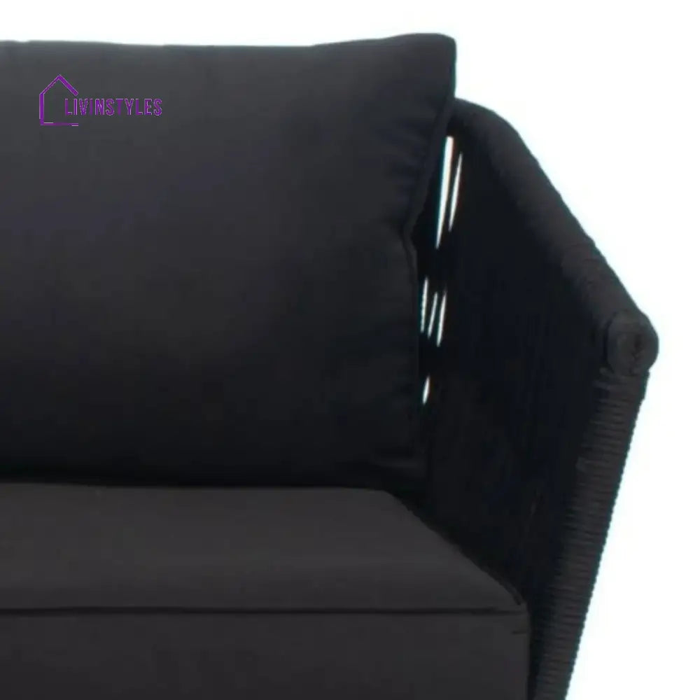 Rasha Outdoor Black Rope L-Shape All Weather Sectional Sofa Set - Sofa Set