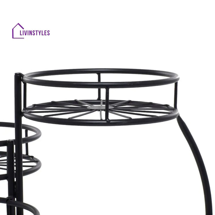 Rashi Metal Black Plant Stand For Balcony