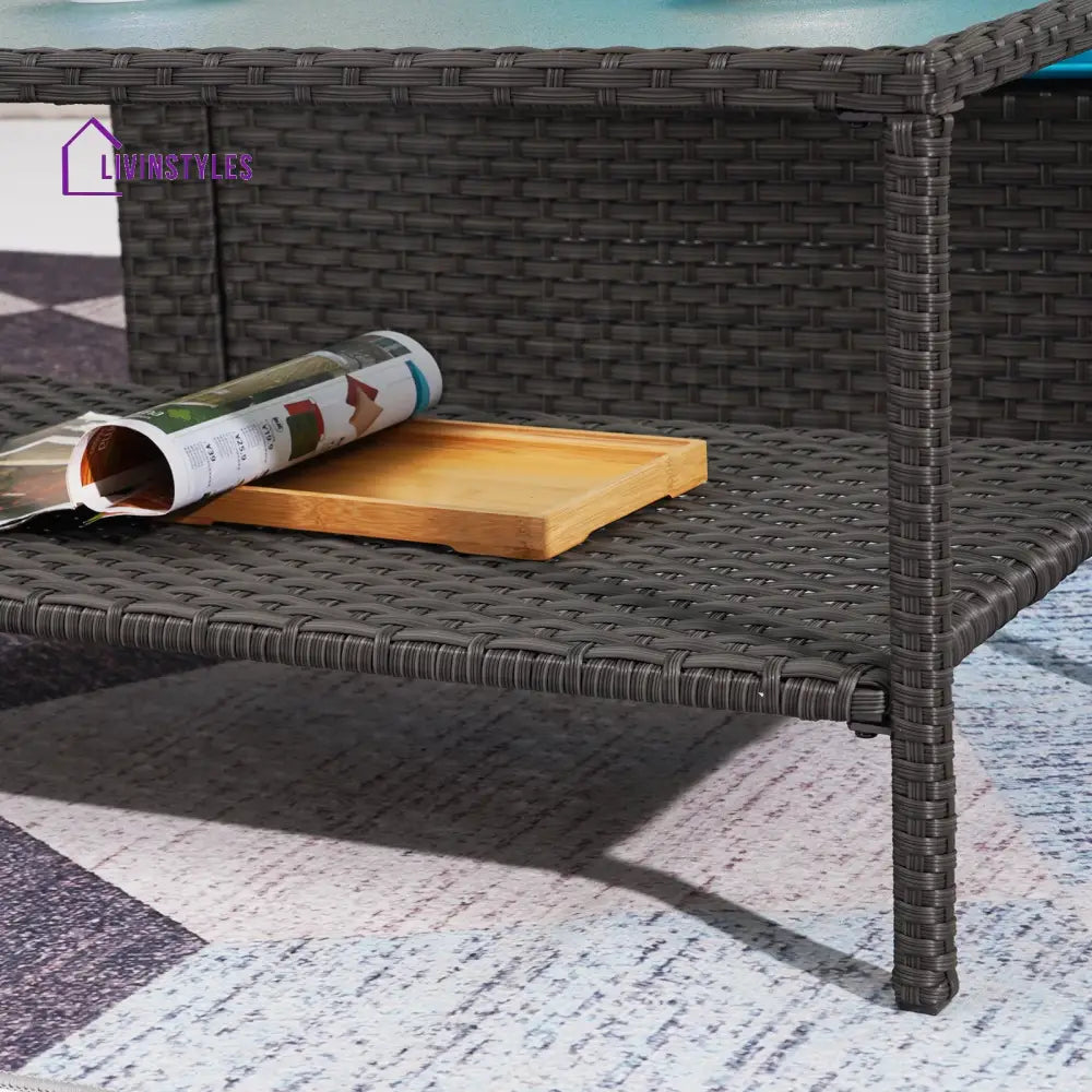Ration Outdoor Garden Balcony Sofa Set 2 Seater 2 Single seater With 2 Ottoman and 1 Center Table 1 Side Table Set