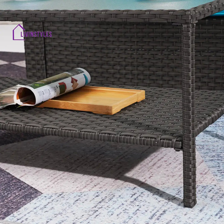 Ration Outdoor Garden Balcony Sofa Set 2 Seater 2 Single seater With 2 Ottoman and 1 Center Table 1 Side Table Set