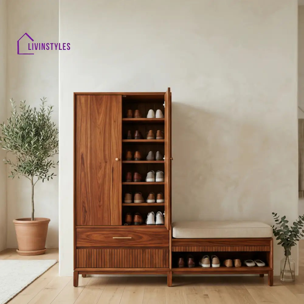 Raukawa Solid Wood Sheesham Shoe Rack (Honey Finish)