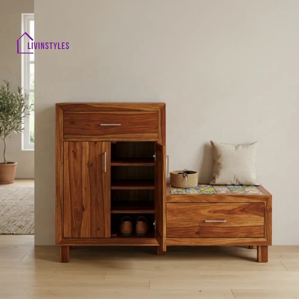 Raukura Solid Wood Sheesham Shoe Rack (Honey Finish)