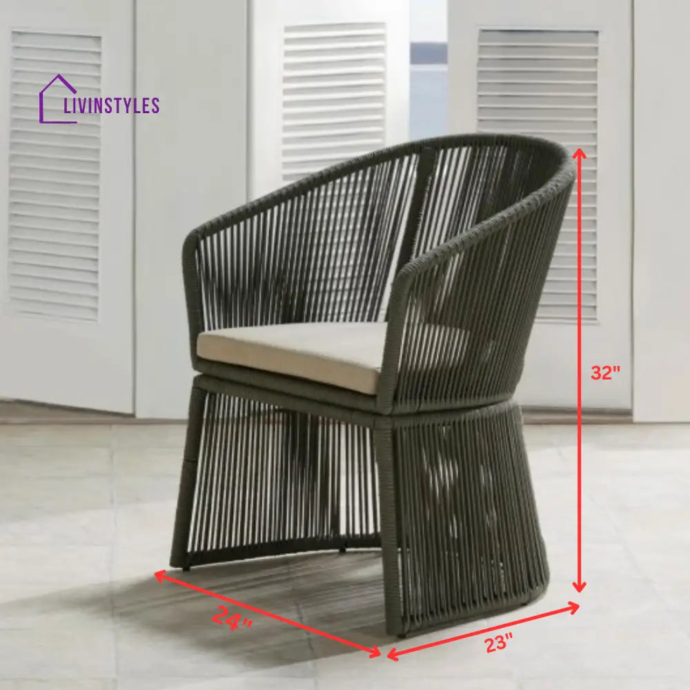 Raul Outdoor Patio Seating Single chair (Grey) Braided & Rope - Coffee Table Sets