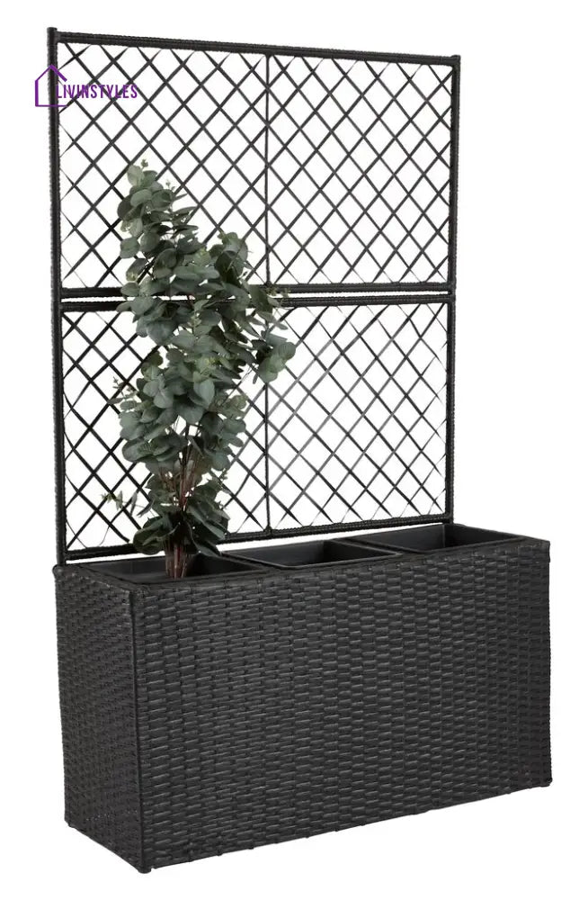 Raulf Outdoor Wicker Planters For Garden Balcony - Black - Planter