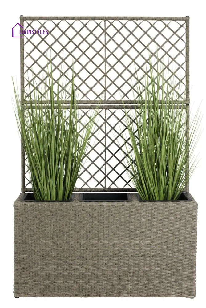 Raulf Outdoor Wicker Planters For Garden Balcony - Silver - Planter