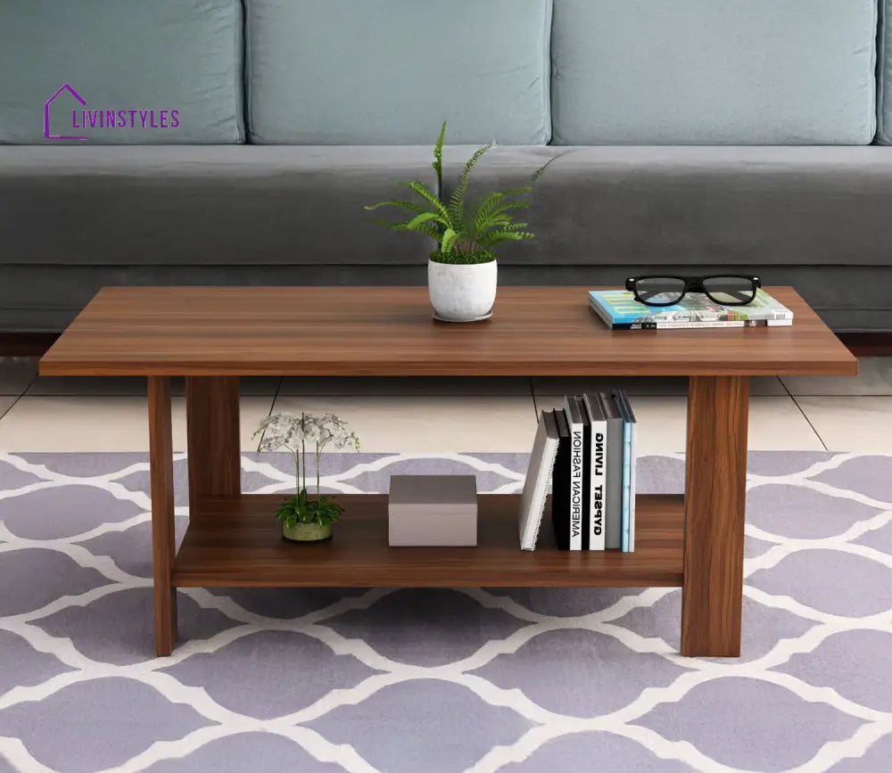 Ravindra Coffee Table for Living Room | With Open Storage | Rectangle Shaped