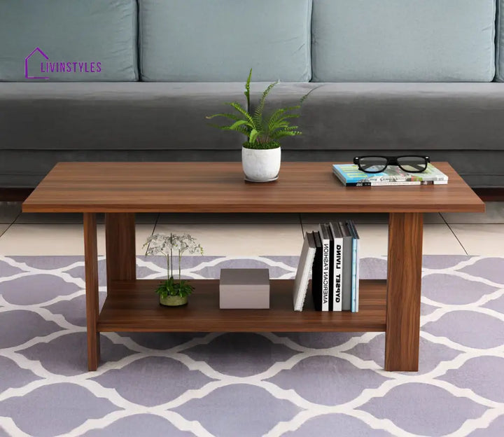 Ravindra Coffee Table for Living Room | With Open Storage | Rectangle Shaped