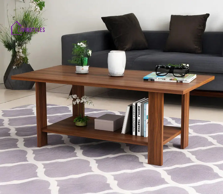 Ravindra Coffee Table for Living Room | With Open Storage | Rectangle Shaped