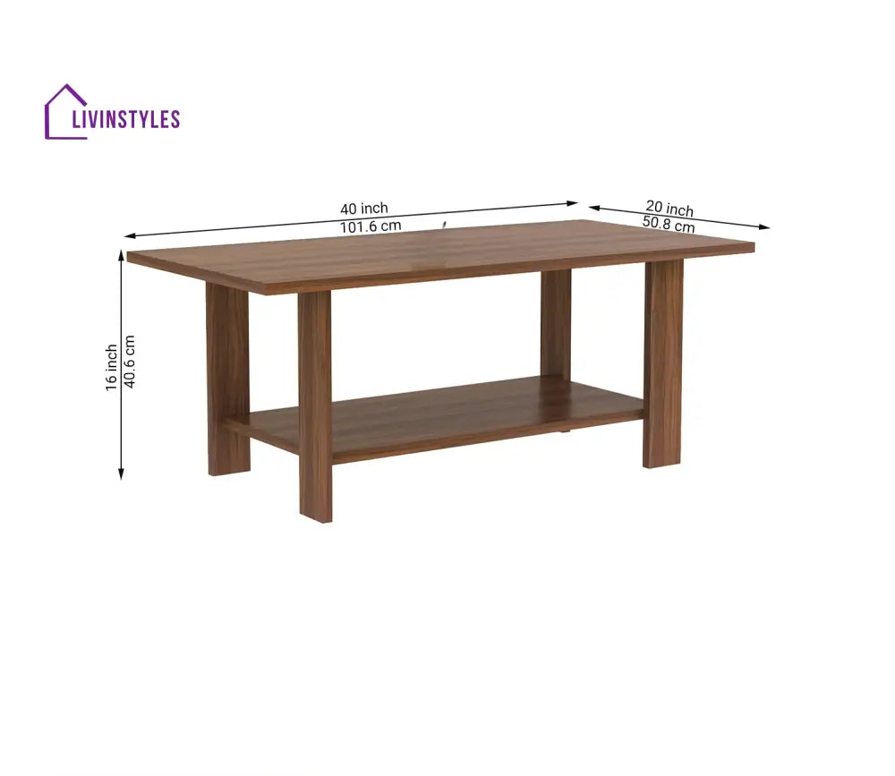 Ravindra Coffee Table for Living Room | With Open Storage | Rectangle Shaped