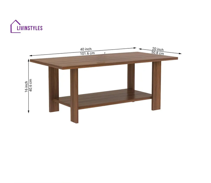 Ravindra Coffee Table for Living Room | With Open Storage | Rectangle Shaped