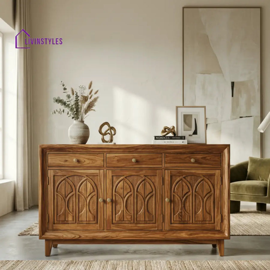Rawiri Sheesham Wood Cabinet and Sideboard (Honey Finish)