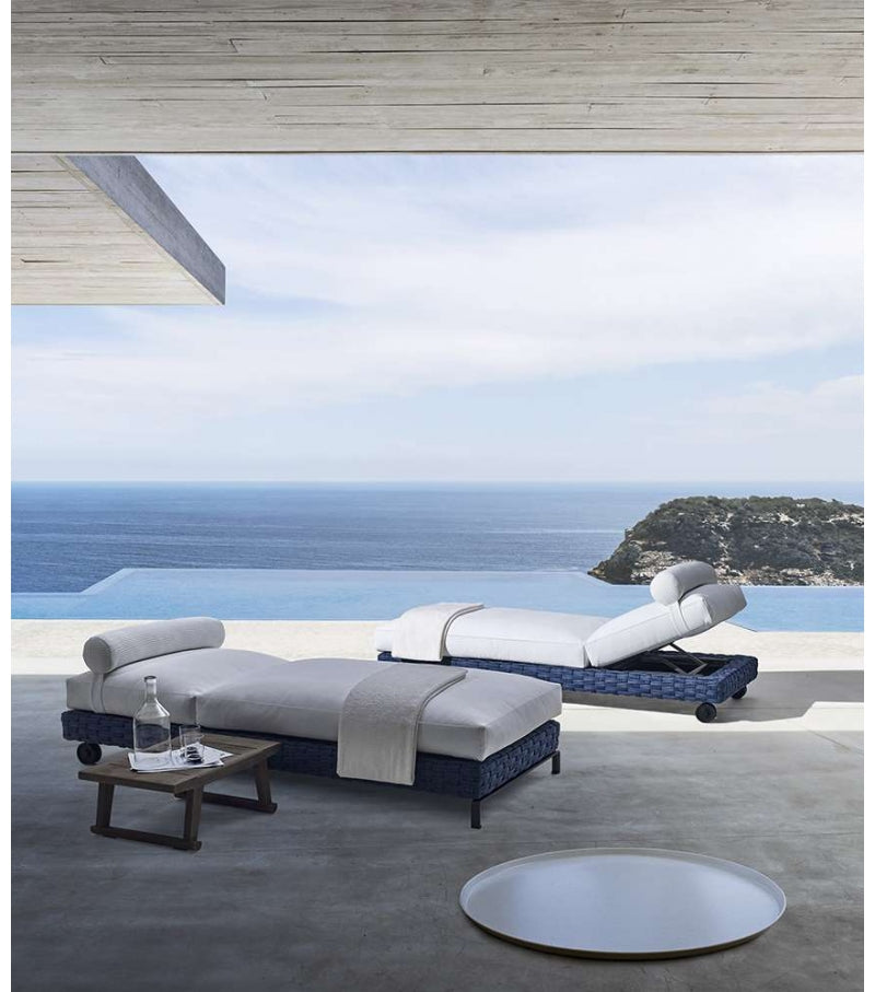 Agata Outdoor Swimming Poolside Lounger (BLUE) Braided & Rope